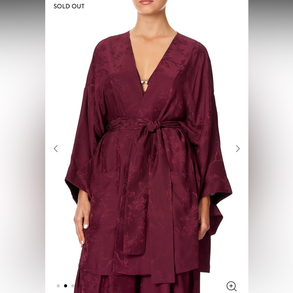 Camilla 2 pc set - Burgundy kimono O/S and lounge pants L New